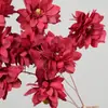 Flores artificiais para casamento: dália de 3 cabeças, arranjo para corredor de salão de casamento, decoração de parede de flores de fundo, vitrine, paisagismo externo