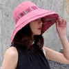 Sombrero de Pescador de Estilo Étnico de Doble Cara para Mujer, Sombrero de Sol de Verano con Ala Ancha, Sombrero de Sol Anti-UV para Viajes