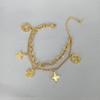 Diseño de Nicho con un Toque de Alta Gama, Pulsera Vintage de Flor Chapada en Oro de 18 Quilates para Mujer, Súper de Ensueño, No se Desvanece, Pulsera con Colgante de Flor Pequeña