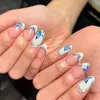 Uñas Postizas de Ballet de Longitud Media con Armadura, Adhesivo para Uñas Usable, Brillo Degradado, Uñas Postizas Dulces Ins