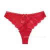Tanga transparente sexy de encaje para mujer, lencería seductora de cintura baja con diseño hueco en T