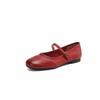 Zapatos Mary Jane de Piel Vacuna de Capa Superior Lavada de Estilo Literario Primavera 2025 Planos de Punta Redonda con Botón Suela Suave Cuero Genuino Zapatos de Una Capa para Mujer