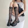 Calcetines de pila de orejas de madera de encaje de lazo de encaje de tres capas para mujer verano delgados Lolita malla hueca tubo mediano-largo