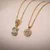 Amazon Transfronterizo Popular Collar con Colgante de Zircón Redondo Letra Inicial 26 Cadena de Clavícula en Capas Joyería Versátil de Moda
