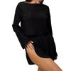 Pijamas de mujer de venta caliente transfronterizos, Ropa para el hogar, Conjuntos de shorts de manga larga de jacquard, de cintura alta, Ropa para el hogar, Cuello redondo