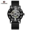 Nuevo Reloj forsining para Hombre Moda Casual Clásico Popular Correa de Malla Hueca Strass Reloj Mecánico Manual