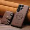 Adequado para Capa de Celular Samsung S26Ultra, Capa de Couro Porta-Cartões com Carregamento Sem Fio Magnético Magsafe Dois-em-Um