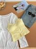 Camisola de Encaje con Botones de Moda de Verano, Camisola Versátil de Capa Base de Corte Ajustado
