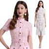 Comercio exterior mujeres sudeste asiático TK moda vestido encaje temperamento costura manga corta vestido cintura alta envolvente cadera falda