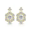 Brilho ao vivo venda quente brincos de imitação de gema colorida prata S925 brincos de tarraxa cor de ovo de pombo brincos de imitação de luxo formato de ovo Moissanite joias