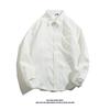 Camisa de manga comprida pesada estilo americano cor sólida para homens e mulheres casal solto retro moda casual camisa estilo japonês jaqueta de trabalho