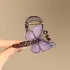 Borboleta Caindo ~ Estilo Retro Temperamental Borboleta Bordada Presilha de Mordida Feminina Cabeça Média Meio Cabelo Pinça Tubarão Acessórios de Cabelo