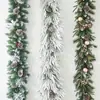 Decoración Navideña Ratán Encriptado Hotel Centro Comercial Ventana Escalera Escena Diseño Nieve Flockada Ratán Colgantes de Puerta