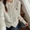 Cárdigan Abrigo de Punto Trenzado Bordado 100% Lana para Mujer Otoño/Invierno 2026 Nuevo Suave Cálido Tejido Grueso Top de Cárdigan