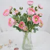 Trasplante de Cabello Artificial para Boda Flor Artificial de Loto de 5 Cabezas Decoración de Mesa para Sala de Estar Flor Falsa de Seda Flor Artificial de Camelia Flockada