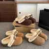 Pantuflas de Piel con Suela Gruesa, Punta Cerrada y Moño Retro para Mujer, Uso en Exteriores, Invierno 2026, Calidez con Felpa Adicional, Pantuflas de Algodón Birkenstock