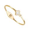 Joyería de Mujer de Estilo Coreano Transfronterizo Pulsera de Acero de Titanio Trébol de Cuatro Hojas Oro Rosa Joyería de Mano Abierta Diamante Inmarcesible Pulsera