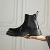 ¡Muy recomendable! Botines estilo Martin de mujer sin cordones con suela gruesa de cuero lavado, botines Chelsea vintage