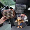 Caja de Pañuelos para Coche con Patrón de Espiga Y Caja de Pañuelos Colgante para Asiento de Coche de Cuero Tejido Caja de Pañuelos Multifuncional para Coche