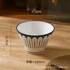 Tigela de Cerâmica Estilo Japonês Colorida por Baixo do Esmalte para Macarrão 2025 Novo Modelo Doméstica Tigela para Macarrão Instantâneo Tigela para Sopa de Macarrão Tigela Grande Tigela Cônica Tigela para Macarrão Ramen