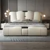 Cama de lujo de cuero genuino para dormitorio principal, cama moderna con cabecero suave estilo italiano, cama con almacenamiento de elevación a gas, cama matrimonial para dormitorio principal, cama de lujo para bodas