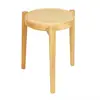 Taburete de Madera Maciza, Taburete Redondo Pequeño Tejido de Ratán, Taburete Bajo de Repuesto para el Hogar en la Sala de Estar, Taburete Sencillo para Mesa de Comedor, Banco Pequeño para Almacenamiento