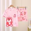 Pijama infantil de estilo coreano transfronteiriço verão pijama infantil de manga curta terno meninas tamanho e grande bebê infantil comércio exterior desgaste doméstico