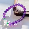 Pulsera de amatista real de cristal blanco natural vítreo de alta calidad en plata 925