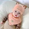 Gorros de Bebé para Otoño e Invierno 0-12 Meses Gorro para Recién Nacido Bufanda Triangular de Algodón Puro Gorro con Capucha para Bebé Suave y Protector para la Fontanela