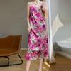 Falda lencero estilo francés de verano 2023, diseño de nicho, estampado floral de seda, vestido ajustado de cintura alta en contraste