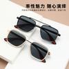 Óculos de sol caixa de haste dupla nova moda europeia e americana anti ultravioleta pés vermelhos óculos de sol estilo punk masculino