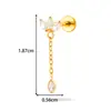 Joia de Piercing Henson G23/F136 em Liga de Titânio com Rosca Interna, Corrente com Pingente de Franja, Brincos de Piercing Geométricos de Barra Reta