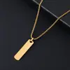Colar com Pingente Estilo Largo Plano Geométrico de Aço Inoxidável Liso Vendido Quente Transfronteiriço Titânio Gravado Minimalista Etiqueta Militar Personalizável com Gravação