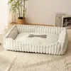 Cama nueva para perro, cálida y cómoda para el invierno, tamaño grande, mantiene a las mascotas calientes, accesorios para mascotas, cama para gato, estilo felpa de pelo largo, diseño cuadrado, cama para perro con cojín
