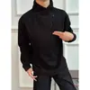 Sudadera con cremallera gris oscuro para hombre, colección otoño/invierno 2026, peso pesado, corte de hombro regular, manga larga, con escote cruzado y detalles de hilo plateado