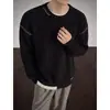 Suéter de tricô oversized masculino, outono e inverno, gola redonda, caimento solto, estilo pullover, com costura contrastante, versátil, retrô e adequado para casais