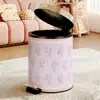 Papelera de cuero estilo Ins de dibujos animados de alta apariencia para sala de estar, dormitorio, cocina, papelera de lujo ligero, cubo sanitario de almacenamiento de alta gama