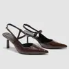 Zapatos de Tacón Alto Puntiagudos de Verano de Nuevo Estilo Transfronterizos, Tacones de Aguja de Moda Francesa, Sandalias de Espalda Descubierta para Mujer, Zapatos Versátiles y Elegantes de Punta Cerrada