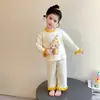 Pijama Infantil de Algodão com Manga Longa Fino Estiloso para Meninas, Outono/Inverno 2026, Fofo Desenho Animado Anti-Frio Roupa de Casa Princesa