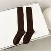 Calcetines de otoño e invierno para mujer, calcetines de pierna de punto de doble aguja, calcetines de rodilla de moda, calcetines de color liso, calcetines largos casuales para niños