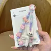 Corrente Original Caseira para Celular Lã Tricotada Coelho Cinza Boneca Fofa Pingente de Câmera Chaveiro de Mochila