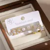 Moda Retro Europea Personalidad Geométrico Incrustado de Pedrería Letra Juego de Pendientes Transfronterizo Acero Inoxidable Sentido de Diseño Simple Joyería para Orejas