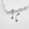 F136 Titanio Clavo de Ombligo Barra Curva Paquete Incrustado con Diamante Checo Bola Clavo Cuerpo de Aleación de Titanio G23 Adorno de Perforación Anillo de Ombligo