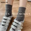 Nuevos Calcetines 2025 para Mujer Otoño e Invierno Calcetines de Lana Gruesos Retro Calcetines para Mujer de Media Pantorrilla con Puntos Pequeños