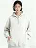 Moletom com Capuz e Zíper Parcial Cinza Claro Estilo Novo Primavera e Outono Personalizado para Mulheres, Estilo Preguiçoso, Visual Simples Emagrecedor, Top Casual e Versátil