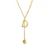 Colar com Pingente Longo de Franjas em Aço Inoxidável Venda Quente Transfronteiriça Corrente de Clavícula Dupla Camada Ouro 18K Luxo Acessível Joias de Alta Qualidade