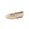 Bailarinas Cuadradas de Estilo Francés con Moño para Mujer, Nuevo Modelo Primavera y Otoño 2026, Zapatos Mary Jane Bajos con Tacón Oculto