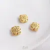 Retención de Color Fuerte Chapado en Cobre con Oro Real, Diseño Tallado Hueco Mate con las Palabras Ruyi, Xifu, Jile, Cuentas Espaciadoras, Bola de Flor Accesorios para Pulsera DIY
