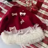 Vestido Ningli para Bebé Niña de Un Año Vestido de Niña Navidad Niños Sudadera con Capucha de Malla Forrada de Felpa Hermoso Lazo