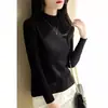 Elegante Versátil Suéter de Cuello Medio Alto Media Manga para Mujer Primavera y Otoño Nuevo Ajustado Camisa de Manga Media Base Superior Otoño